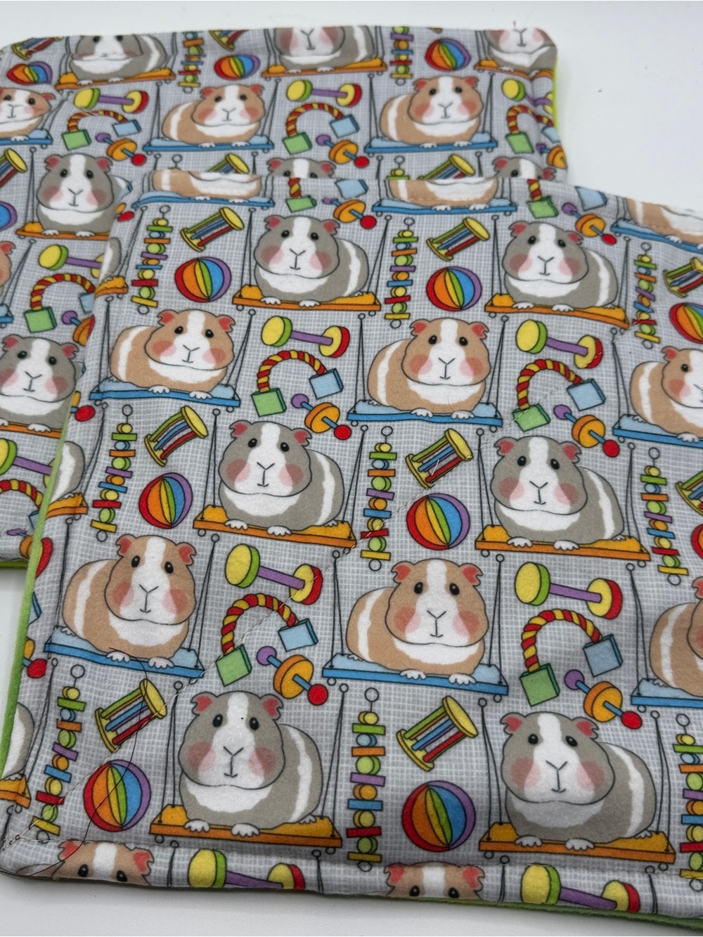 Guinea Pig P Piddle Pads Reversible Fleece 12” Pair Lot 2 Toys